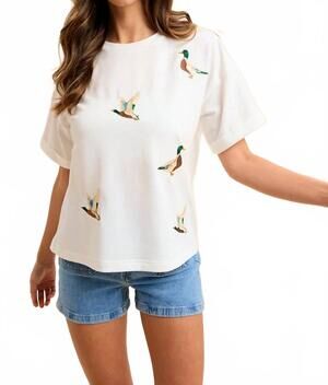 NEW ANNIEWEAR embroidered duck tee in ivory